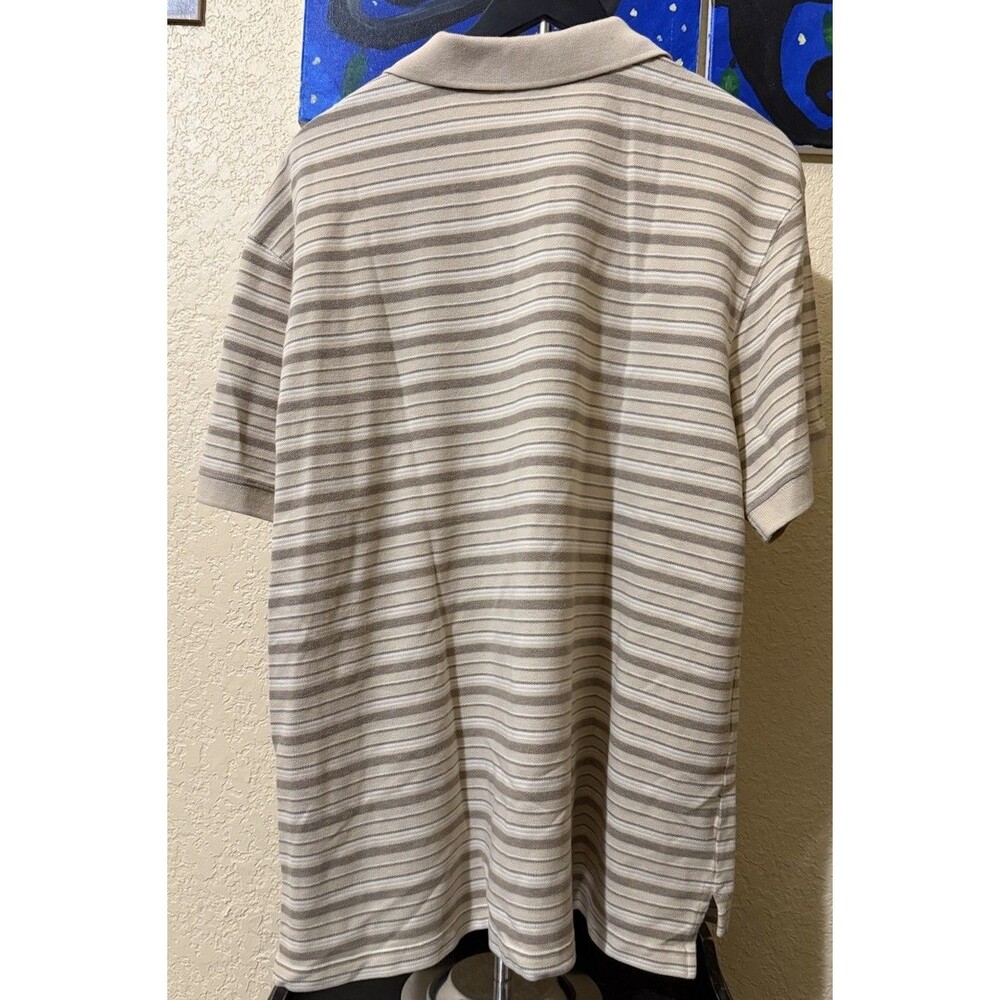 LL Bean Short Sleeve XL Regular Polo Shirt Brown Beige Striped Men's - Picture 2 of 6